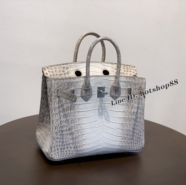 Hermes專櫃經典款鱷魚皮包 愛馬仕birkin25喜馬拉雅尼羅三張皮銀扣全手工 ttd1513